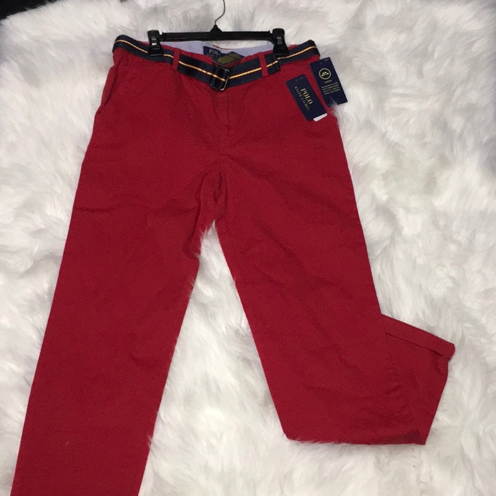 BNWT. BOYS SZ 18 RL Polo Red Chinos with belt